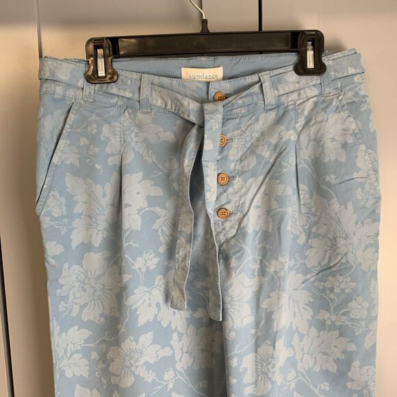 Sundance Womens Pants Sz 6 Blue Floral Straight Trousers Beach Hawaiian Boho - Picture 2 of 10
